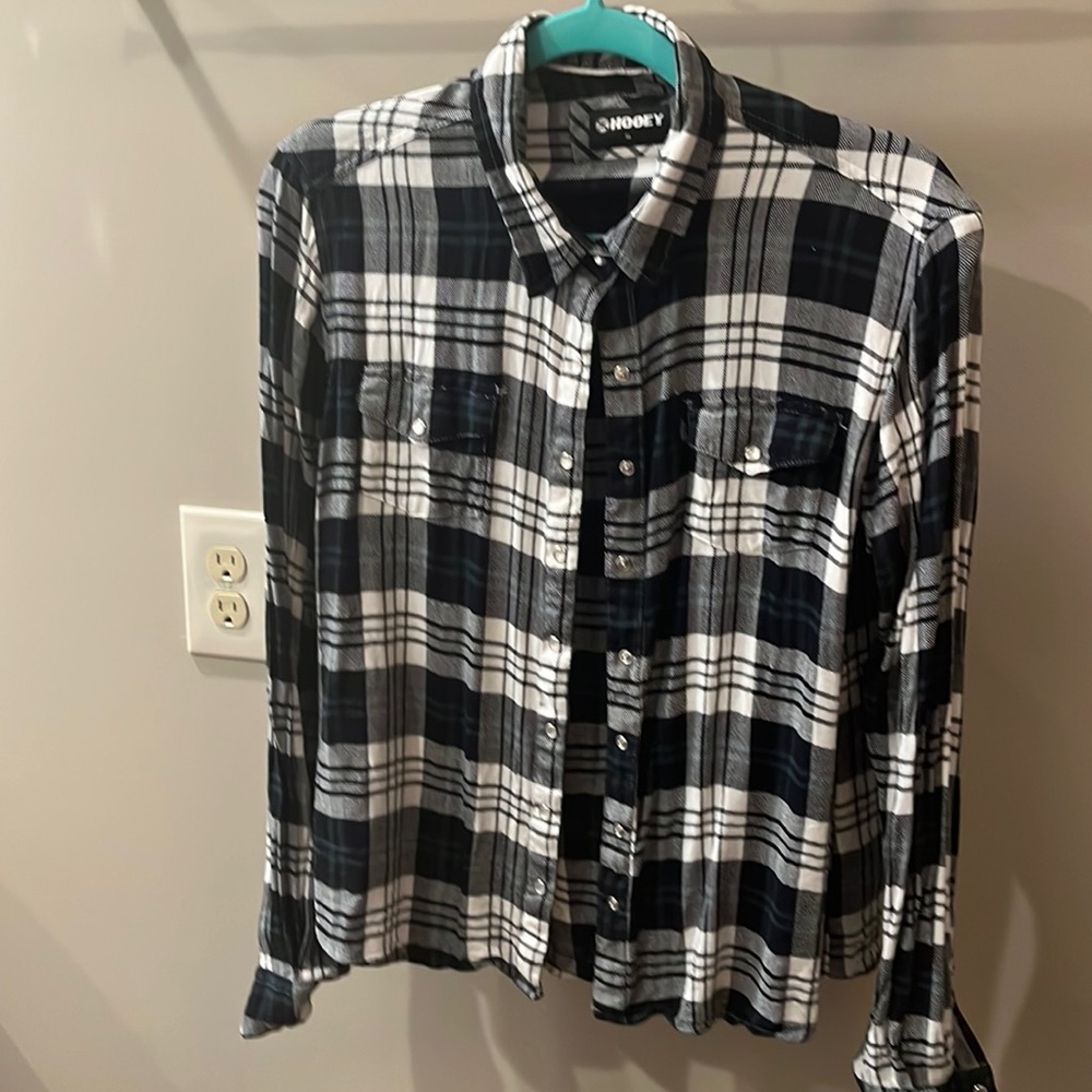 Plaid light flannel long sleeve button down